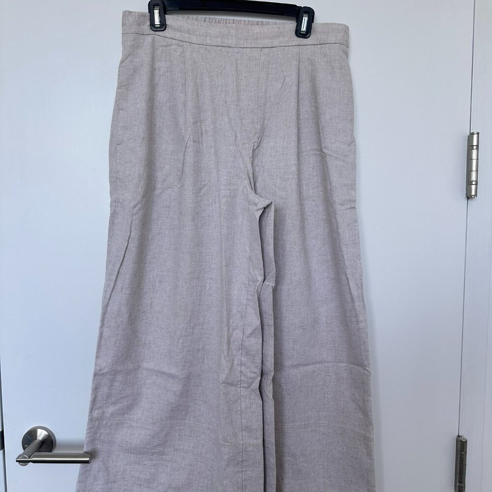 Banana Republic Factory  Linen-Blend Pull-On Wide-Leg Cropped Pant, Flax, Size M